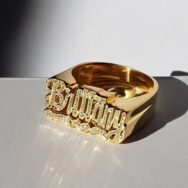 Personalized Custom Name Rings for Men 2022 New Initial Ring Personalized Hip hop 18K Gold-Plated Rings for Women Christmas Gift