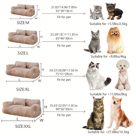 Grey Washable Non-Slip Cozy Winter Pet Bed for Cats & Dogs - Soft Fiber Fill Polyester Sofa