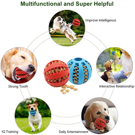 [1PC Interactive Dog Ball Toy] 1PC Dog Ball Toys For Small Dogs Interactive Elasticity Puppy Chew Toy Tooth Cleaning Rubber Food Ball Toy Pet Stuff Accessories