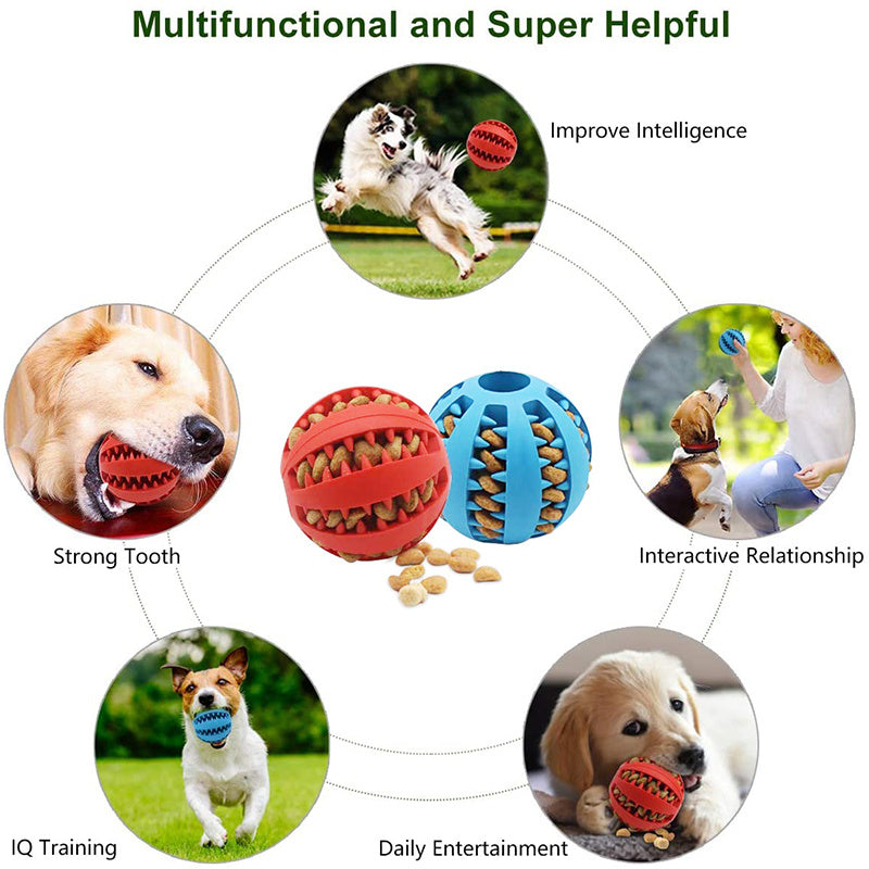 [1PC Interactive Dog Ball Toy] 1PC Dog Ball Toys For Small Dogs Interactive Elasticity Puppy Chew Toy Tooth Cleaning Rubber Food Ball Toy Pet Stuff Accessories