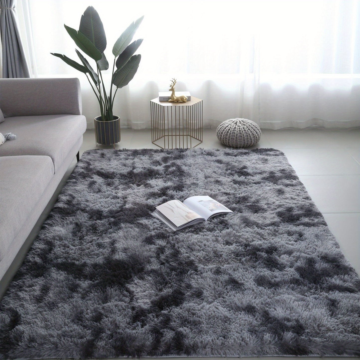 1pc, Soft Plush Non-slip Fuzzy Shag Area Rugs, Tie-Dyed Pet Friendly Bedroom Living Room Rug for Dorm Home Decor