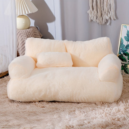 Grey Washable Non-Slip Cozy Winter Pet Bed for Cats & Dogs - Soft Fiber Fill Polyester Sofa