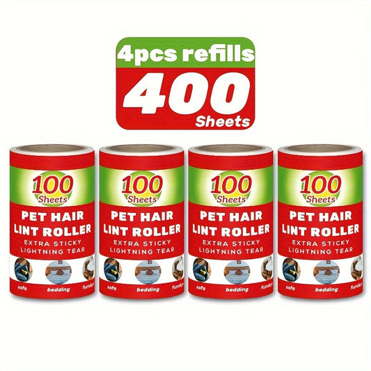 [100 Sheets Pet Hair Remover Rollers] Value Pack of 100/300/400/600 Sheets of Pet Hair Removal Rollers, Including Refillable Sticky Rollers, Designed for Removing Pet Fur. Portable Lint Removers Suitable for Furniture, Carpet