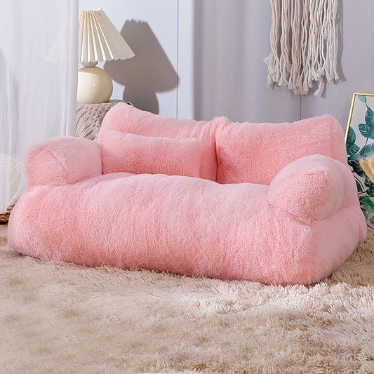 Grey Washable Non-Slip Cozy Winter Pet Bed for Cats & Dogs - Soft Fiber Fill Polyester Sofa