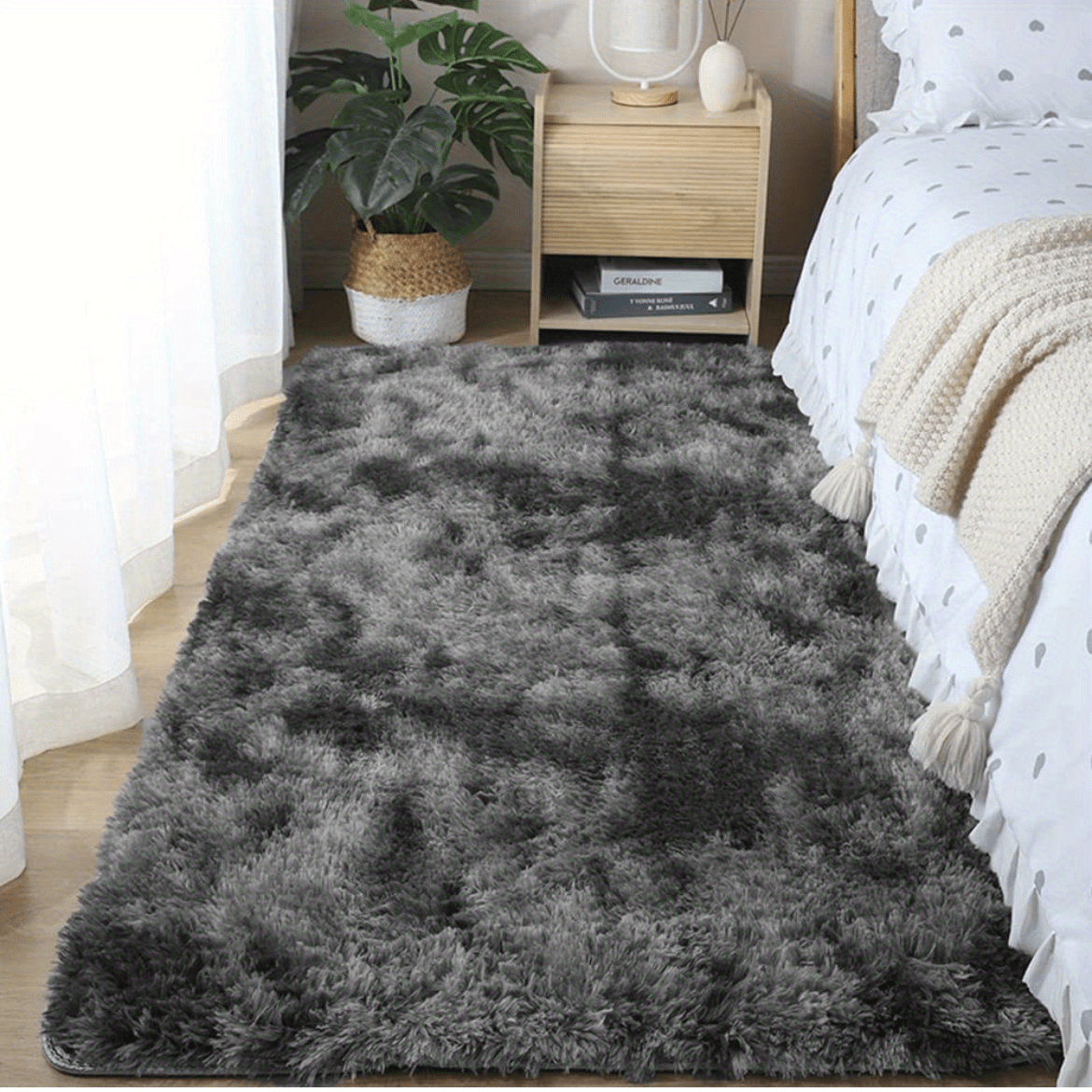 1pc, Soft Plush Non-slip Fuzzy Shag Area Rugs, Tie-Dyed Pet Friendly Bedroom Living Room Rug for Dorm Home Decor
