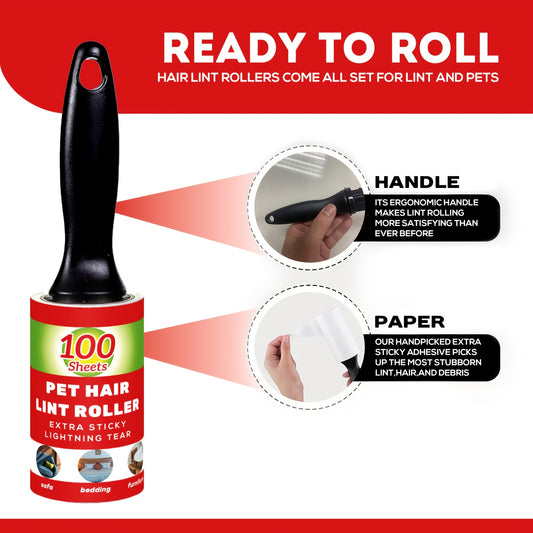 [100 Sheets Pet Hair Remover Rollers] Value Pack of 100/300/400/600 Sheets of Pet Hair Removal Rollers, Including Refillable Sticky Rollers, Designed for Removing Pet Fur. Portable Lint Removers Suitable for Furniture, Carpet