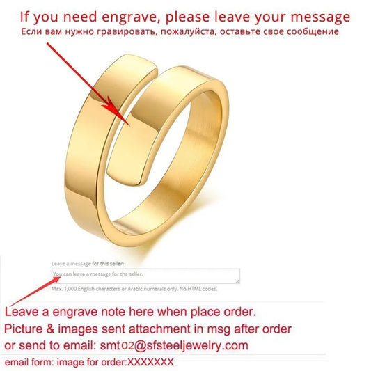 Personalized Women's Dual Two Name Rings Gold Color Custom Double Layer Wrap Hug Best Friend Mom Adjustable Size