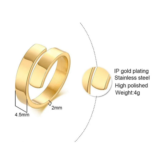 Personalized Women's Dual Two Name Rings Gold Color Custom Double Layer Wrap Hug Best Friend Mom Adjustable Size