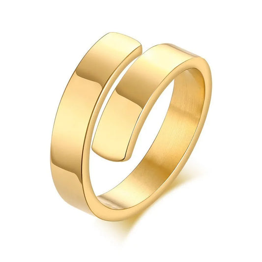 Personalized Women's Dual Two Name Rings Gold Color Custom Double Layer Wrap Hug Best Friend Mom Adjustable Size