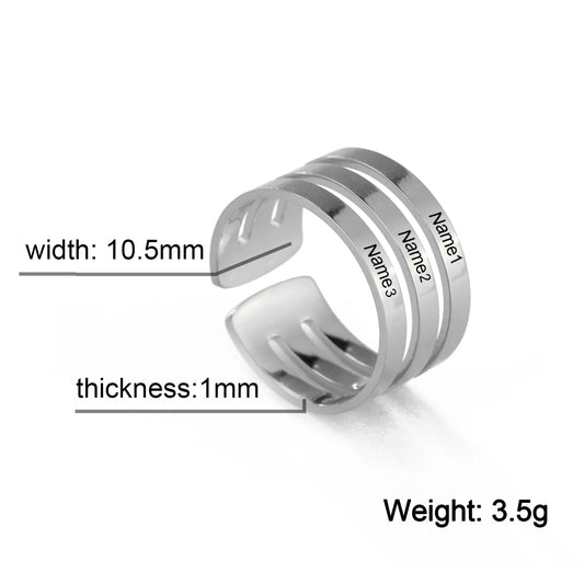 Personalized Finger Ring For Woman Men Family Engrave Name Date Custom Couple Lover Gift Stainless Steel Gold Color Jewelry