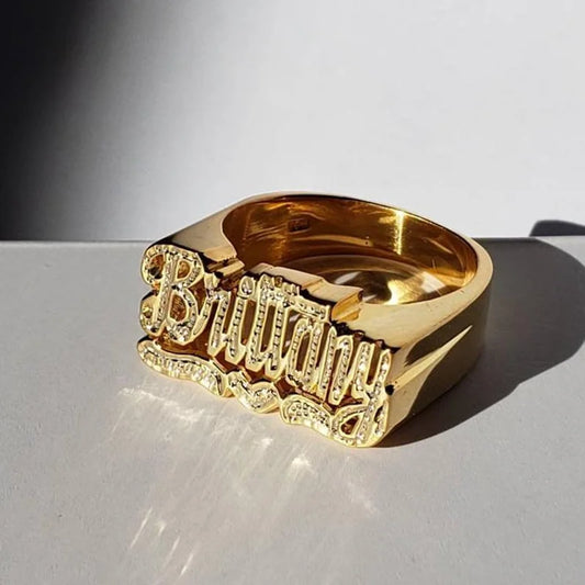 Personalized Custom Name Rings for Men 2022 New Initial Ring Personalized Hip hop 18K Gold-Plated Rings for Women Christmas Gift