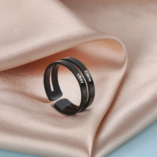 Personalized Finger Ring For Woman Men Family Engrave Name Date Custom Couple Lover Gift Stainless Steel Gold Color Jewelry