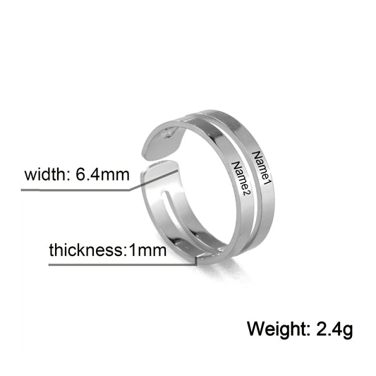 Personalized Finger Ring For Woman Men Family Engrave Name Date Custom Couple Lover Gift Stainless Steel Gold Color Jewelry