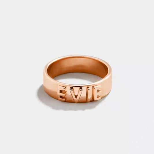 Personalized Name Ring for Men Women Initial Custom Couple Rings Premium Stainless Steel Jewelry Chunky Gold Wedding Ring Dating