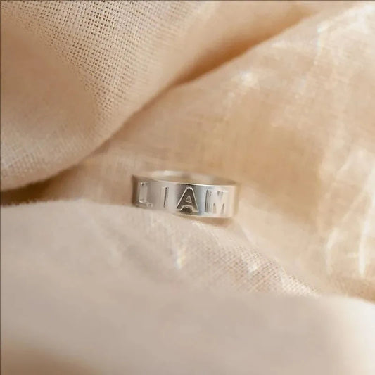 Personalized Name Ring for Men Women Initial Custom Couple Rings Premium Stainless Steel Jewelry Chunky Gold Wedding Ring Dating
