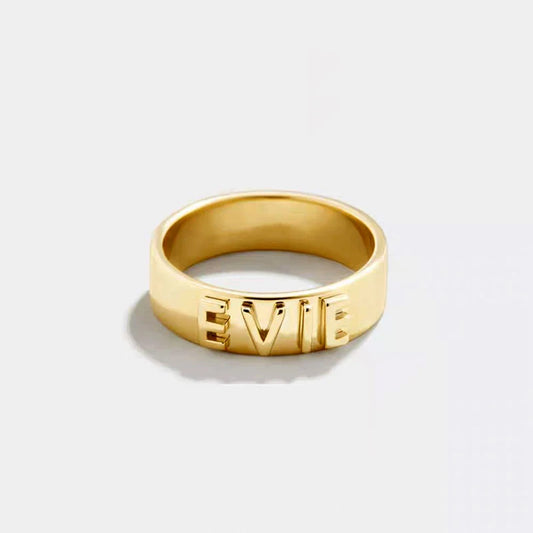 Personalized Name Ring for Men Women Initial Custom Couple Rings Premium Stainless Steel Jewelry Chunky Gold Wedding Ring Dating