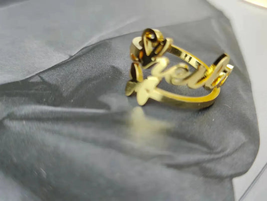 Personalized Ring Customized Name Ring Heart Shaped Stainless Steel Adjustable Ring Women's Jewelry Gifts