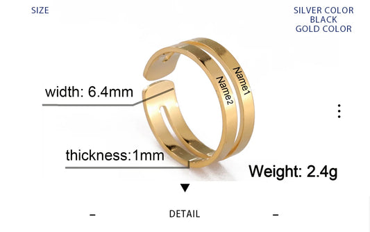 Personalized Finger Ring For Woman Men Family Engrave Name Date Custom Couple Lover Gift Stainless Steel Gold Color Jewelry