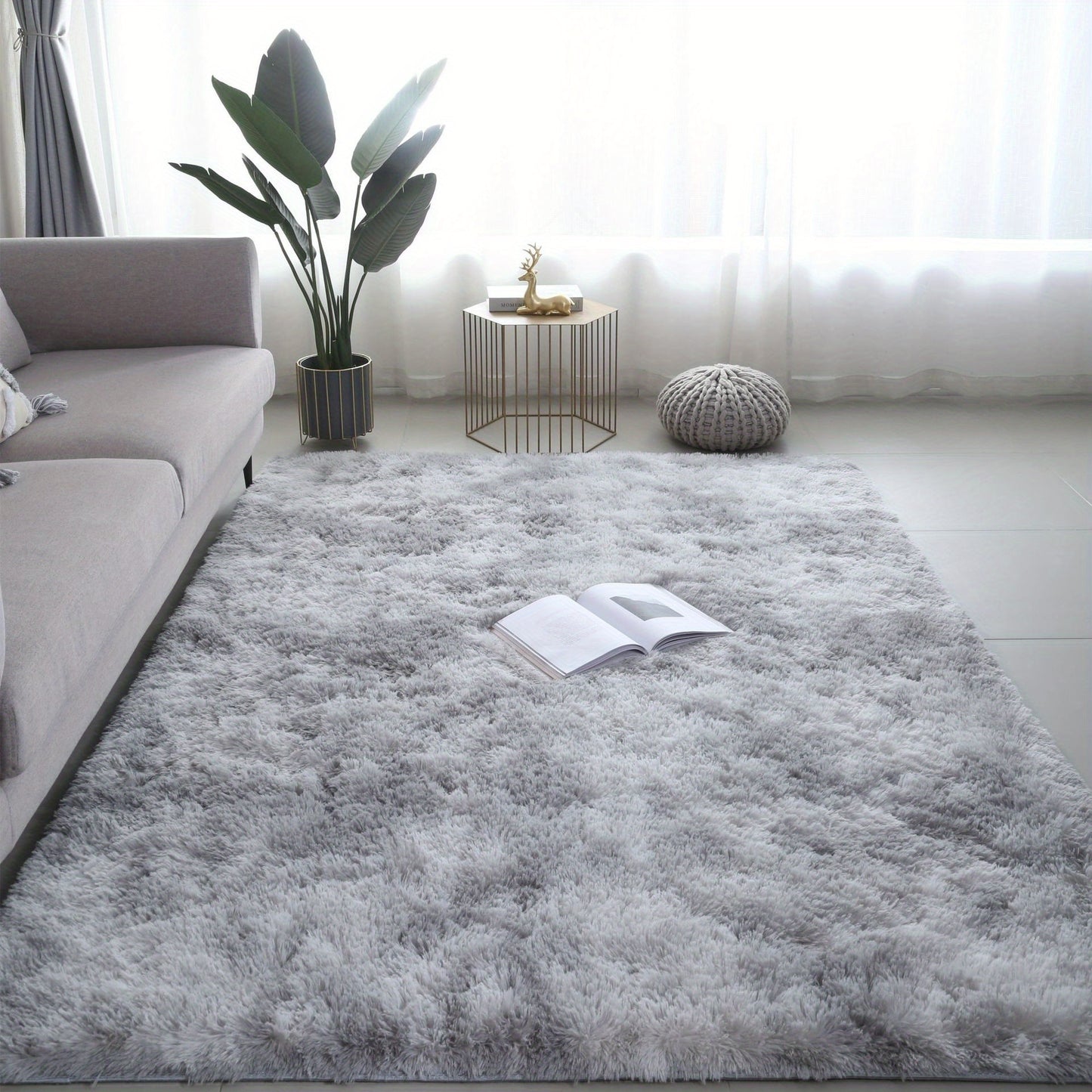 1pc, Soft Plush Non-slip Fuzzy Shag Area Rugs, Tie-Dyed Pet Friendly Bedroom Living Room Rug for Dorm Home Decor
