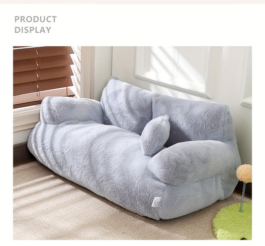 Grey Washable Non-Slip Cozy Winter Pet Bed for Cats & Dogs - Soft Fiber Fill Polyester Sofa